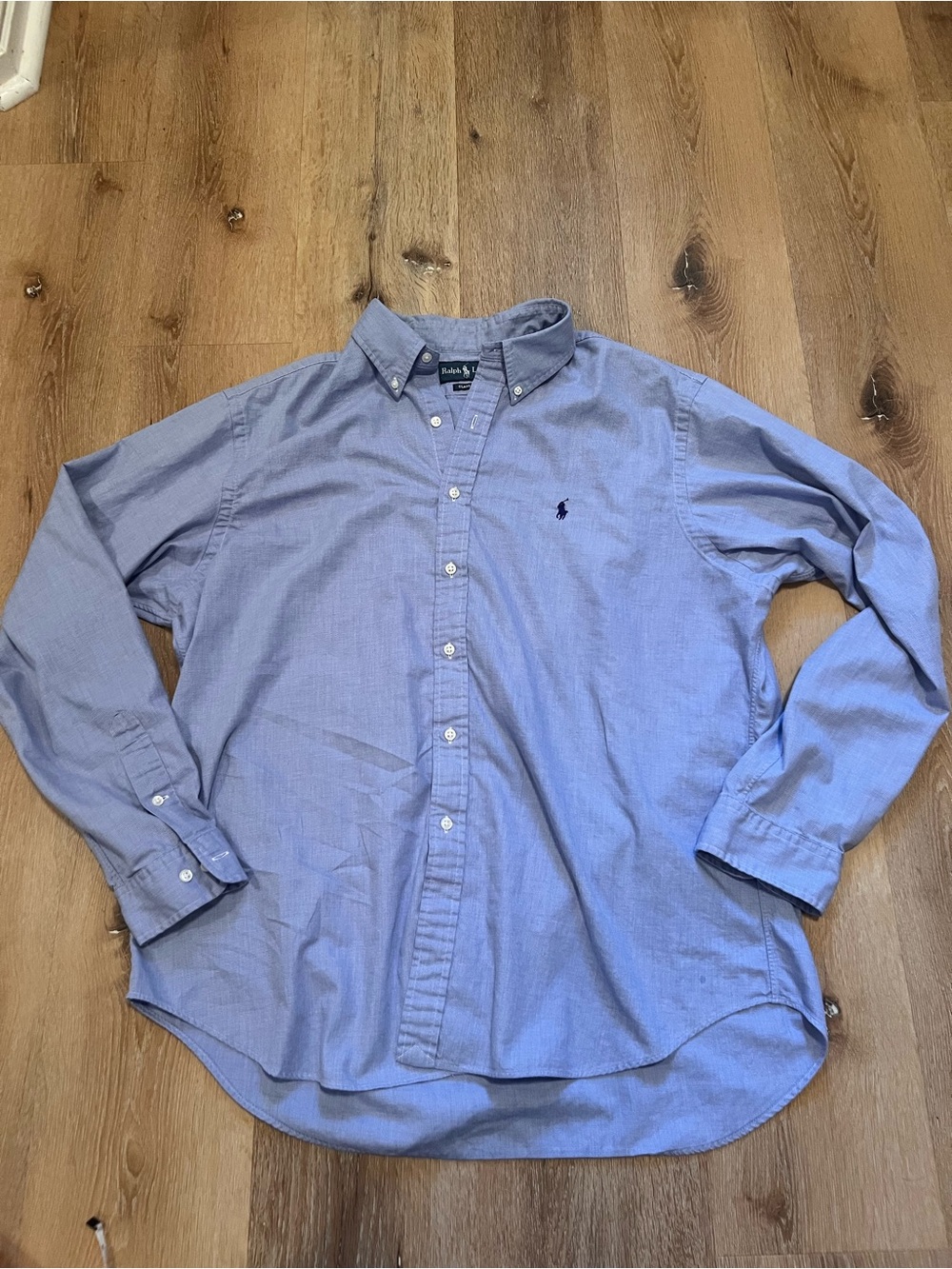Ralph Lauren Men’s Blue Button-Down Oxford Shirt 17 1/2 35 36